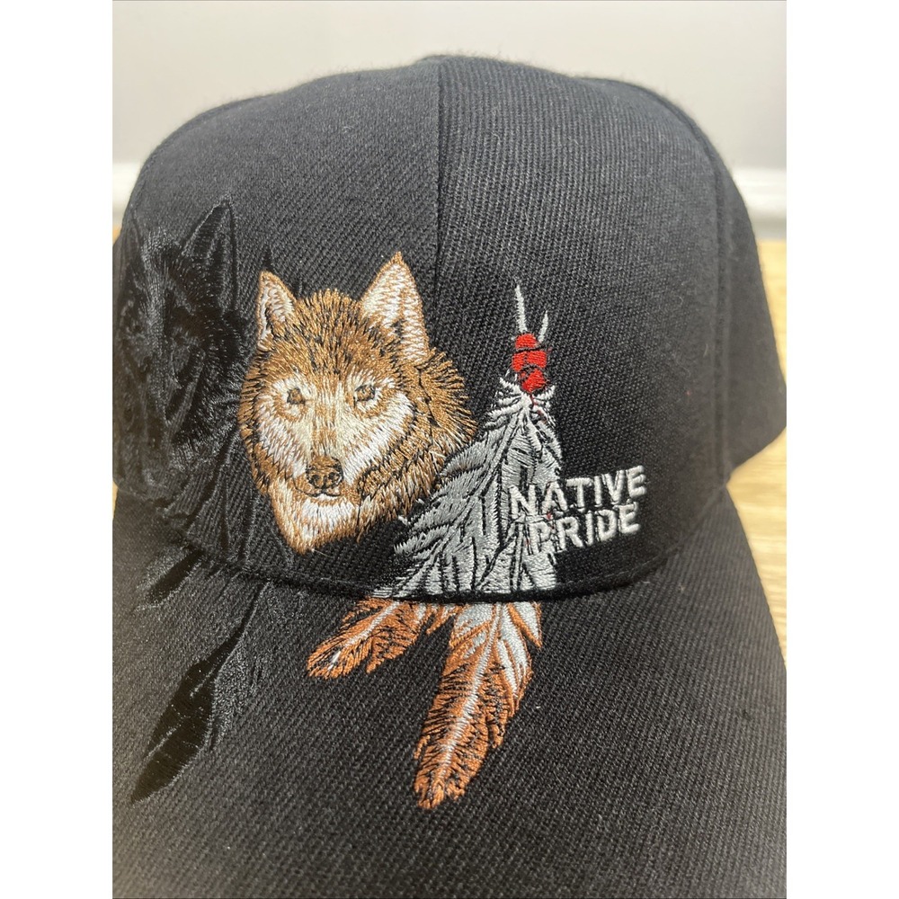 Wolf Trucker Hat Black Adjustable Strap Back Wildlife Nature Outdoor Cap OSFA - Picture 2 of 5